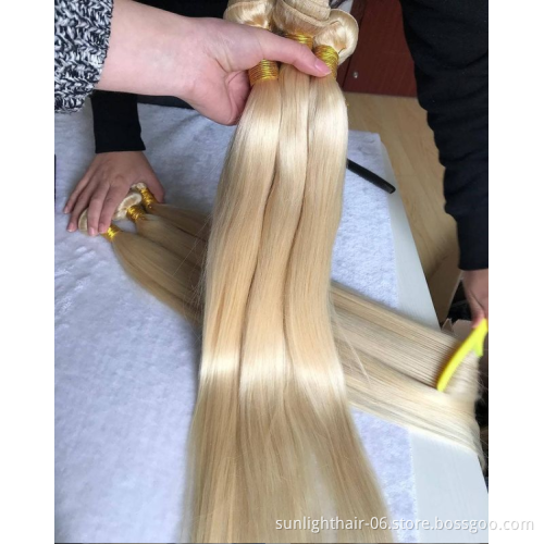 Russian Blonde color 613# Curly Price Human Hair Deep Curly Hair Bundles Wholesale Cuticle Aligned Virgin Human Hair Weft